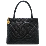 Black Leather Chanel Medaillon