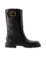 Black Leather Tod's Boots