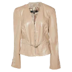 Beige Leather Elisabetta Franchi Jacket