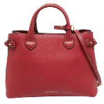 Red Fabric Burberry Tote