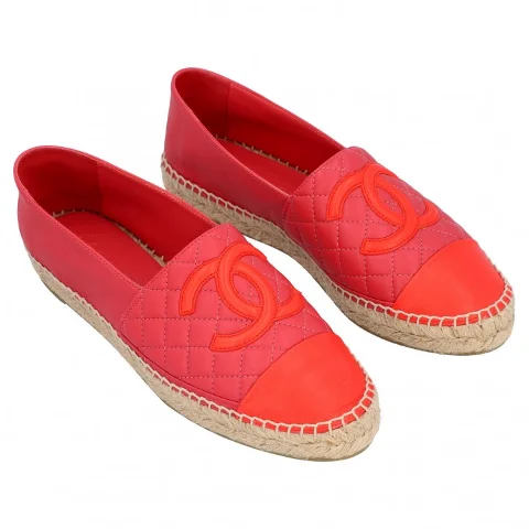 Red Leather Chanel Espadrilles