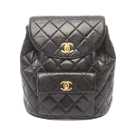 Black Leather Chanel Backpack