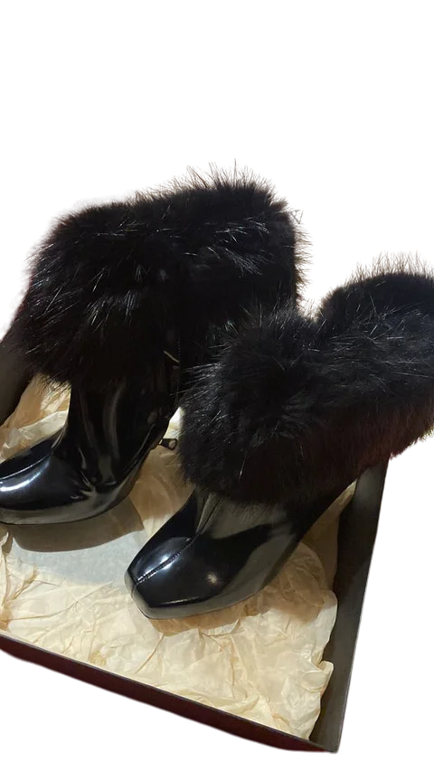 Black Fur Loewe Boots