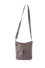 Grey Leather Longchamp Shoulder Bag