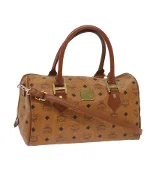 Brown Leather MCM Boston Bag