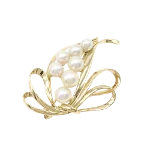 Gold Fabric Mikimoto Brooch