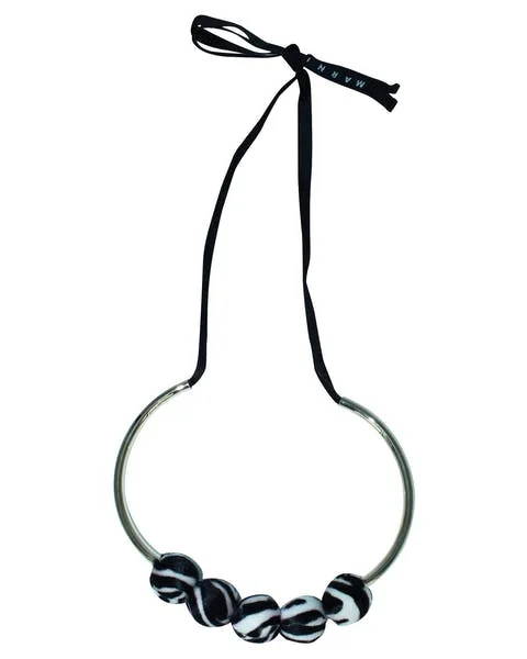 Black Leather Marni Necklace