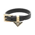 Black Leather Prada Bracelet