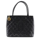 Black Leather Chanel Medaillon