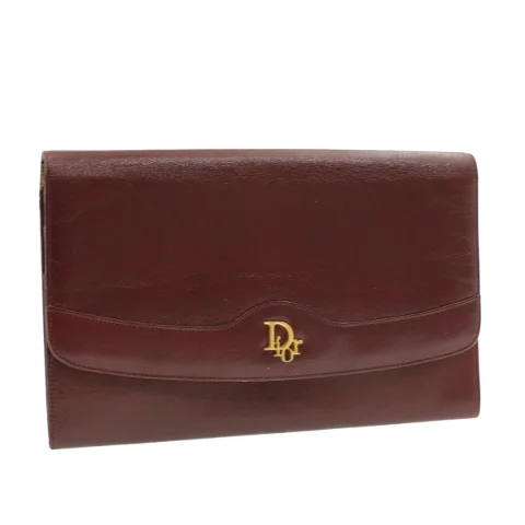 Burgundy Leather Dior Clutch