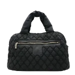 Black Canvas Chanel Boston Bag