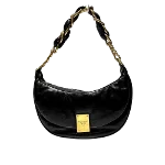 Black Leather Balmain Shoulder Bag