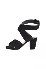 Black Leather Saint Laurent Sandals