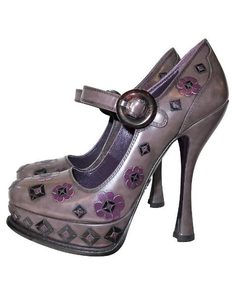 Purple Leather Prada Heels