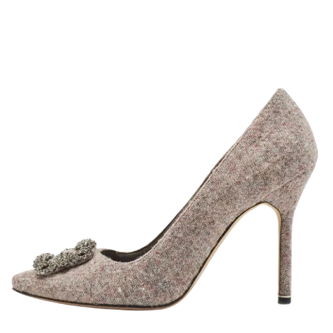 Grey Fabric Manolo Blahnik Heels