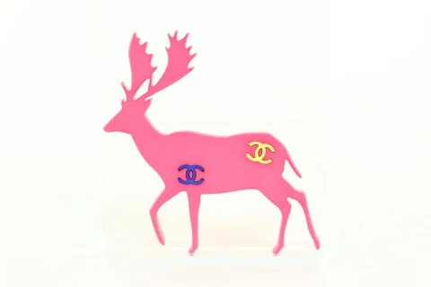 Pink Metal Chanel Brooch