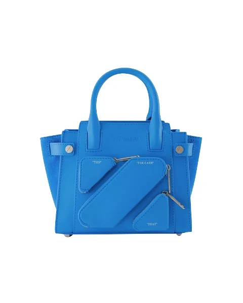 Blue Leather Off White Tote