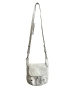 White Leather Longchamp Crossbody Bag