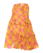 Yellow Fabric Baum und Pferdgarten Dress