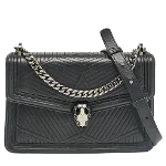 Black Leather Bvlgari Shoulder Bag