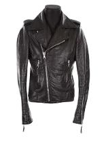 Black Leather Balenciaga Jacket