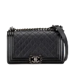 Black Leather Chanel Boy Bags