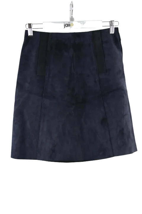 Blue Leather Longchamp Skirt