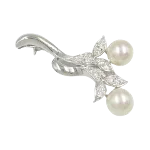 Silver Metal Mikimoto Brooch