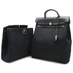 Black Leather Hermès Backpack