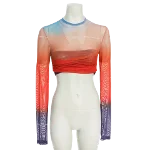 Multicolor Mesh Off White Top