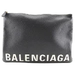 Black Leather Balenciaga Clutch