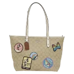 Beige Leather Coach Tote