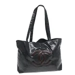 Black Leather Chanel Tote