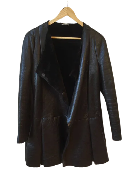 Black Leather Miu Miu Coat