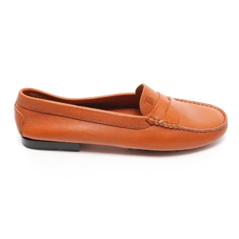 Brown Leather Tod's Flats