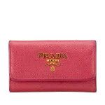 Pink Leather Prada Key Holder