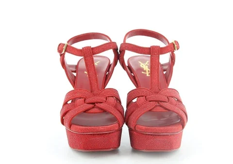 Red Leather Yves Saint Laurent Heels
