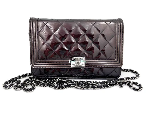 Burgundy Leather Chanel Wallet On Chain