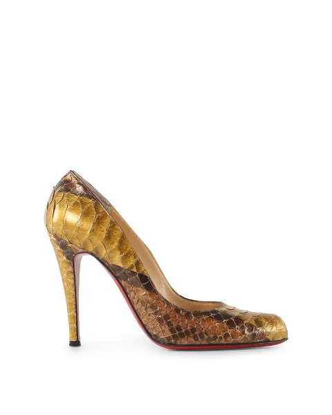Gold Leather Christian Louboutin Heels