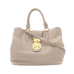 Grey Leather Miu Miu Tote