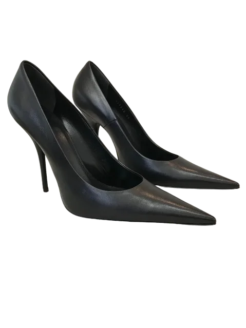 Black Leather Balenciaga Heels