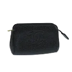 Black Leather Chanel Pouch