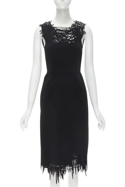 Black Fabric Oscar De La Renta Dress