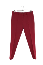 Red Polyester Paule Ka Pants