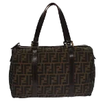 Brown Canvas Fendi Boston Bag