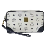 White Leather MCM Clutch