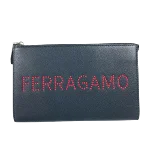 Black Leather Salvatore Ferragamo Clutch