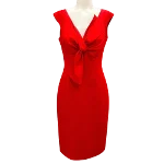 Red Wool Oscar de la Renta Dress