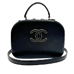 Black Leather Chanel Sports CC Logo