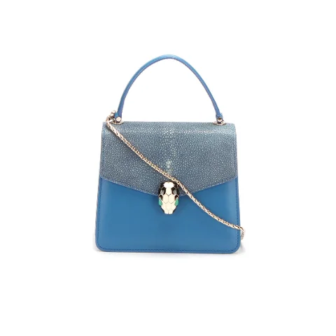 Blue Leather Bvlgari Crossbody Bag